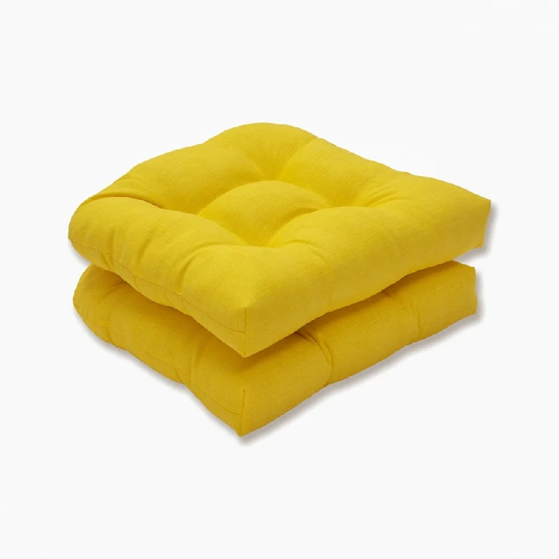 Pillow Perfect Outdoor Yellow Wicker Seat Cushion (Set of 2)