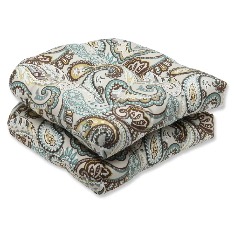 Pillow Perfect 'Tamara Paisley Quartz' Outdoor Wicker Seat Cushion (Set of 2)