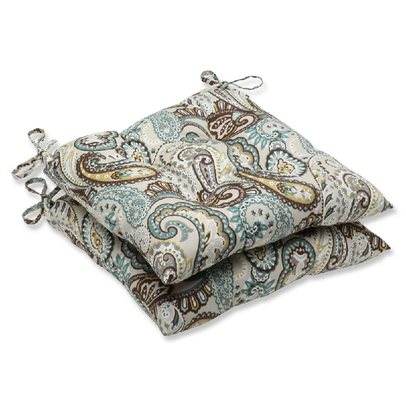 Pillow Perfect 'Tamara Paisley Quartz' Outdoor Wrought Iron Seat Cushion (Set of 2)