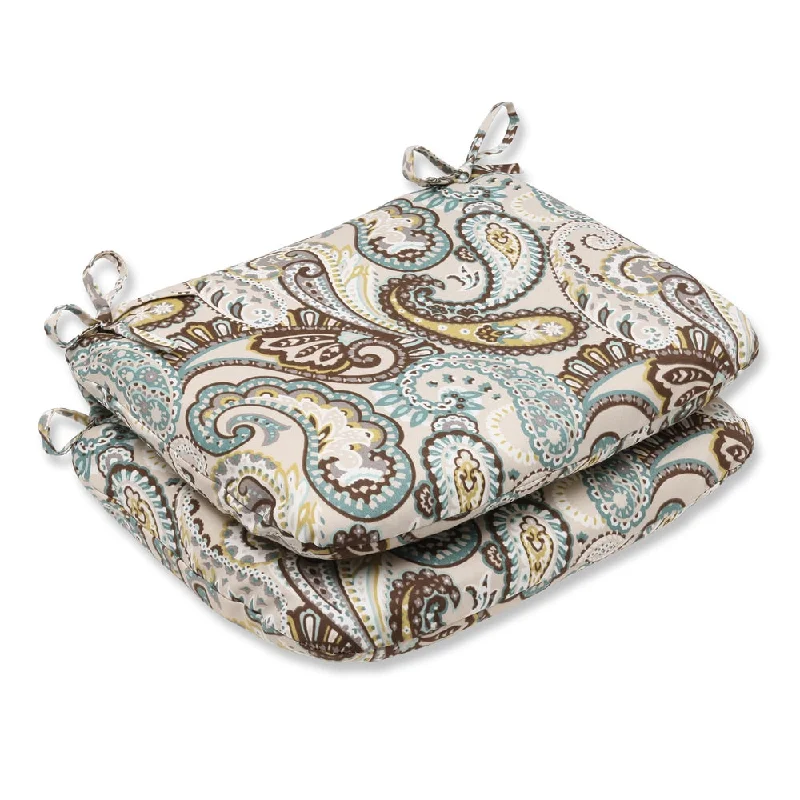 Pillow Perfect 'Tamara Paisley Quartz' Rounded Corners Outdoor Seat Cushion (Set of 2)