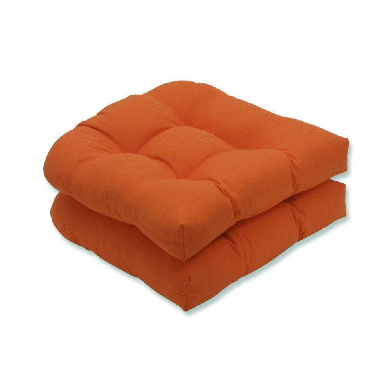 Pillow Perfect Weather-Resistant Orange Outdoor Seat Cushions (Set of Two)