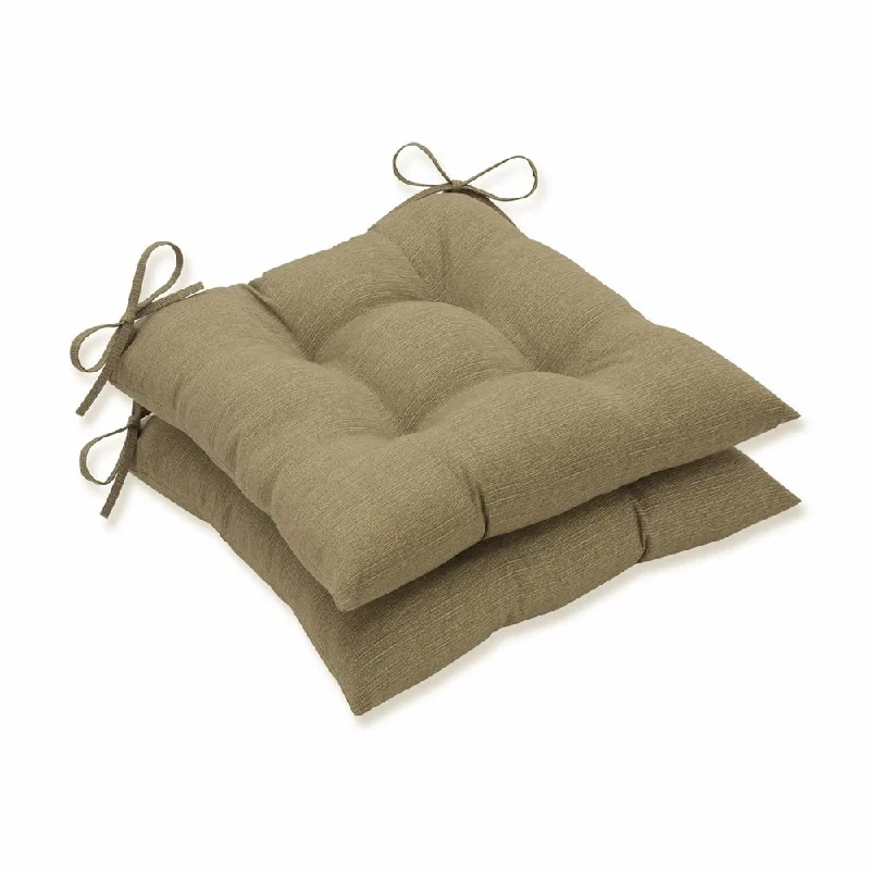 Solid Taupe Textured Outdoor Tufted Seat Cushions (Set of 2)