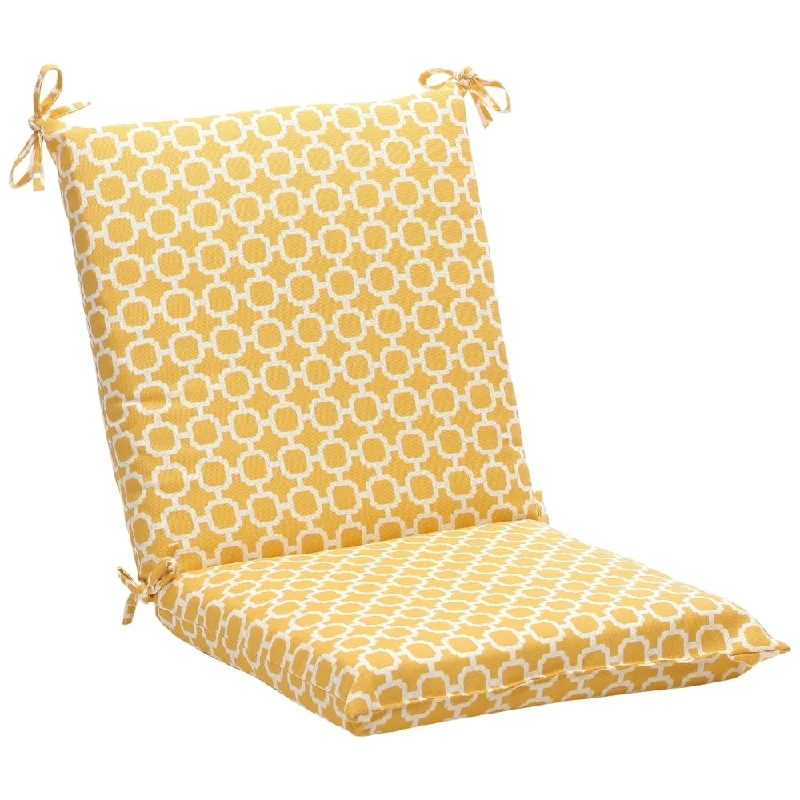 Squared Yellow/ White Geometric Outdoor Chair Cushion