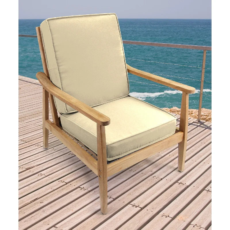 Sunbrella 22" x 45" Beige Solid Outdoor Deep Seat Chair Cushion Set with Ties - 45'' L x 22'' W x 4'' H