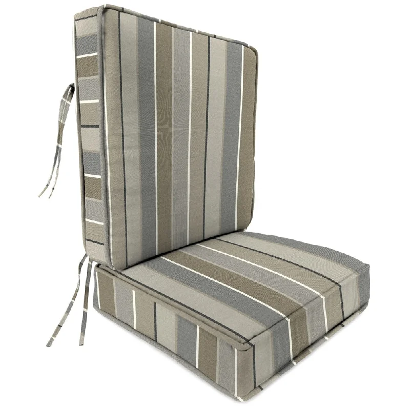 Sunbrella 22" x 45" Gray Stripe Outdoor Deep Seat Chair Cushion Set with Ties - 45'' L x 22'' W x 4'' H