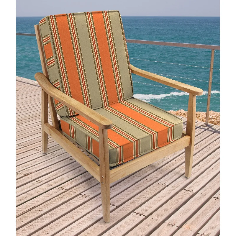 Sunbrella 22" x 45" Multicolor Stripe Outdoor Deep Seat Chair Cushion Set with Ties - 45'' L x 22'' W x 4'' H