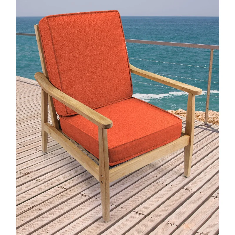 Sunbrella 22" x 45" Orange Solid Outdoor Deep Seat Chair Cushion Set with Ties - 45'' L x 22'' W x 4'' H