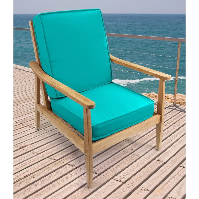 Sunbrella 22" x 45" Turquoise Solid Outdoor Deep Seat Chair Cushion Set with Ties - 45'' L x 22'' W x 4'' H