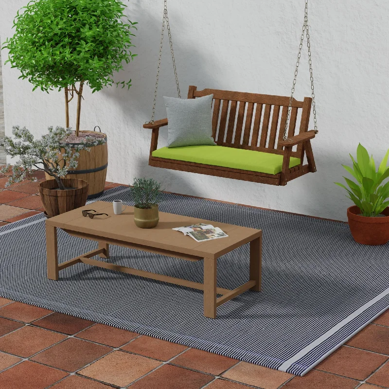 Sunbrella 48" x 18" Green Solid Outdoor Bench Cushion with Ties - 18'' L x 48'' W x 3.5'' H