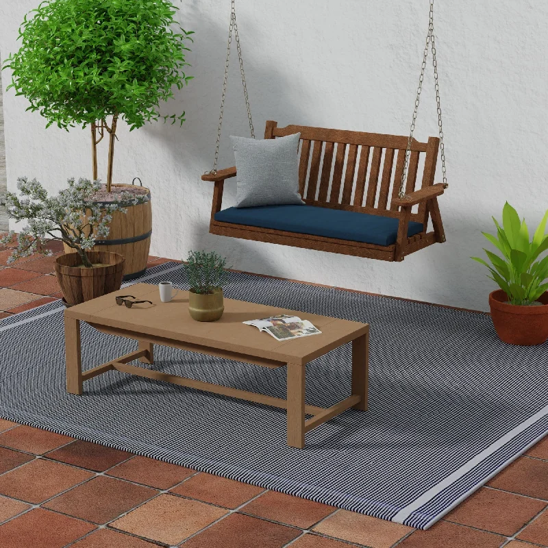 Sunbrella 48" x 18" Navy Solid Outdoor Bench Cushion with Ties - 18'' L x 48'' W x 3.5'' H