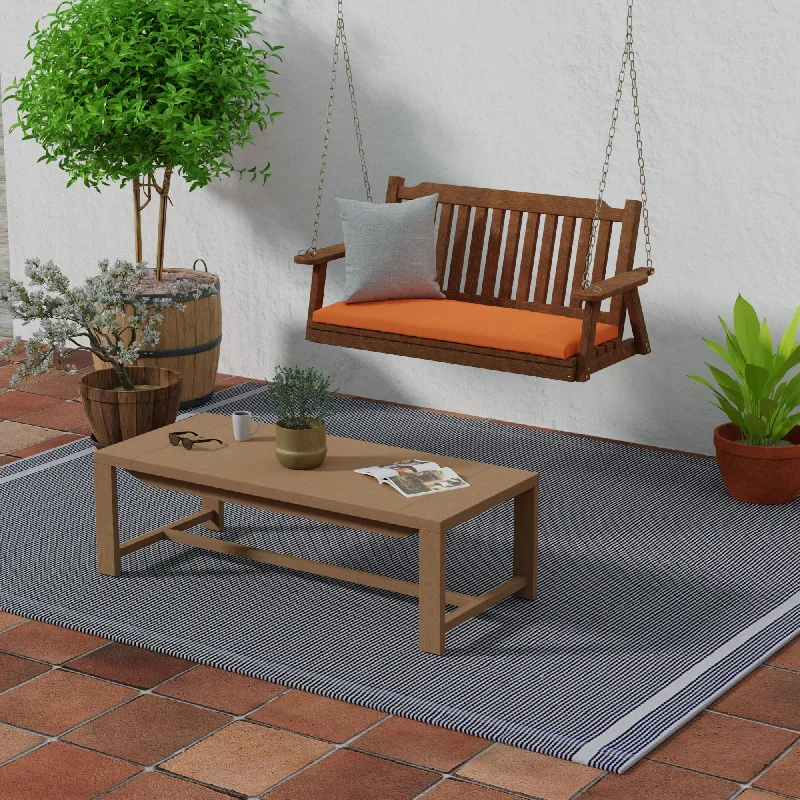 Sunbrella 48" x 18" Orange Solid Outdoor Bench Cushion with Ties - 18'' L x 48'' W x 3.5'' H