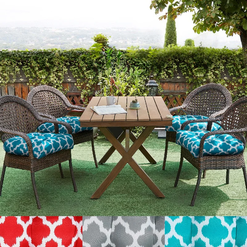 Tessa Ogee Print Tufted Patio Seat Cushion