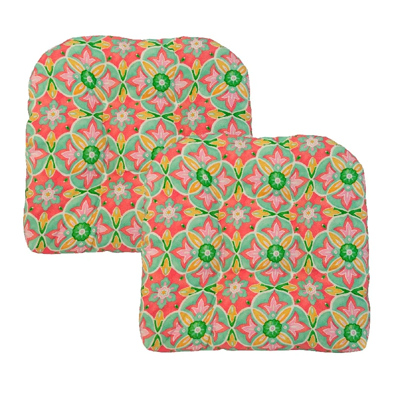 Tile Outdoor Tufted Seat Cushions, Set of 2