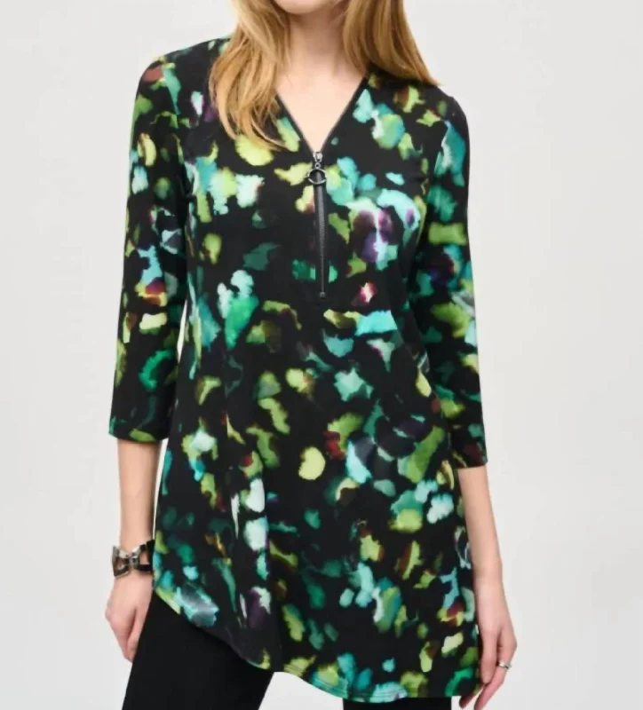 Abstract Print Blouse In Black Multi