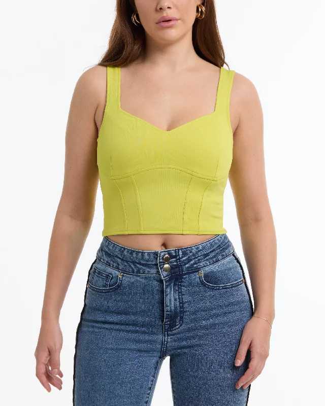 BEBE Women's Cropped Scuba Corset Top