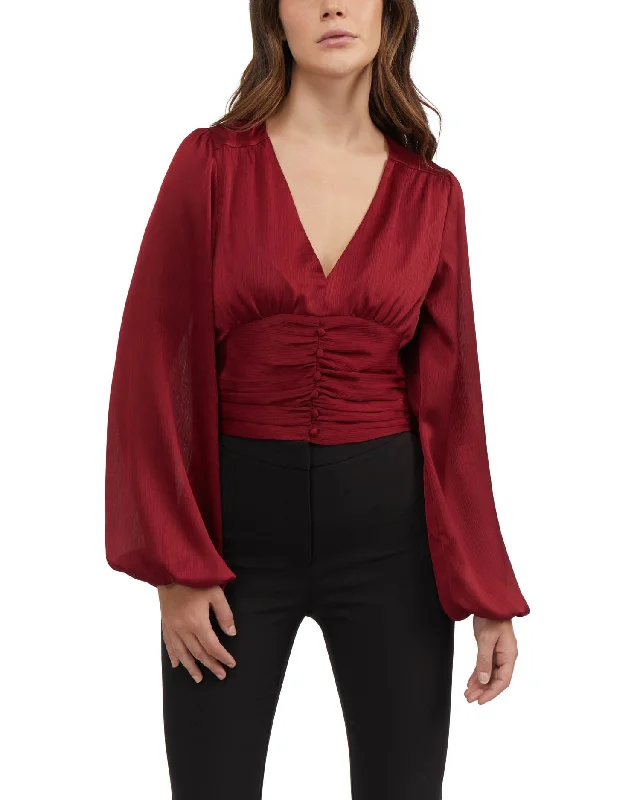 Bebe Women's Deep V Front Button Top