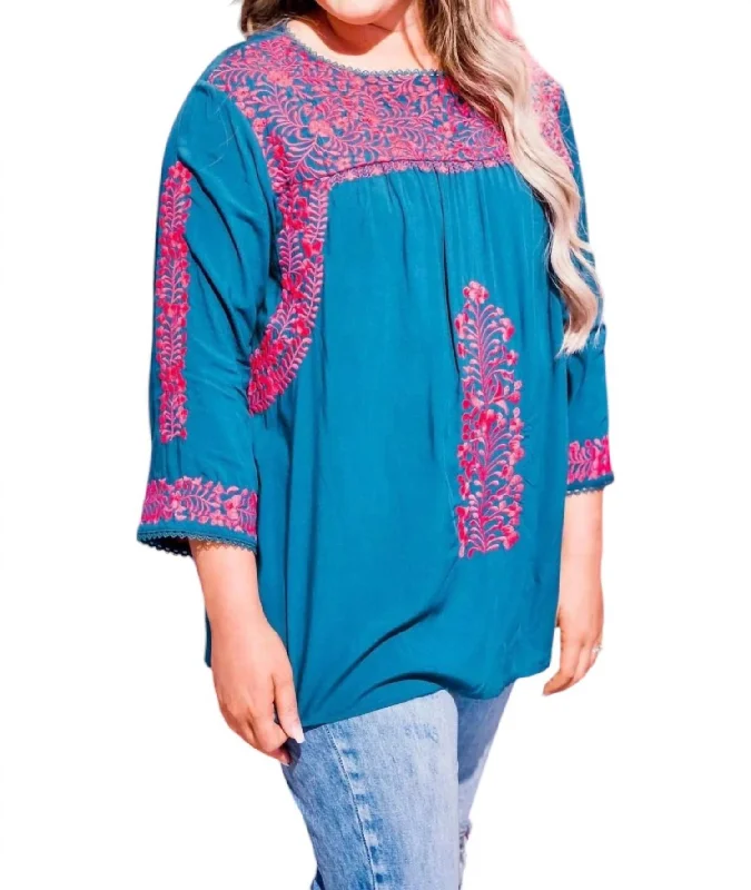 Becky Embroidered Top In Blue