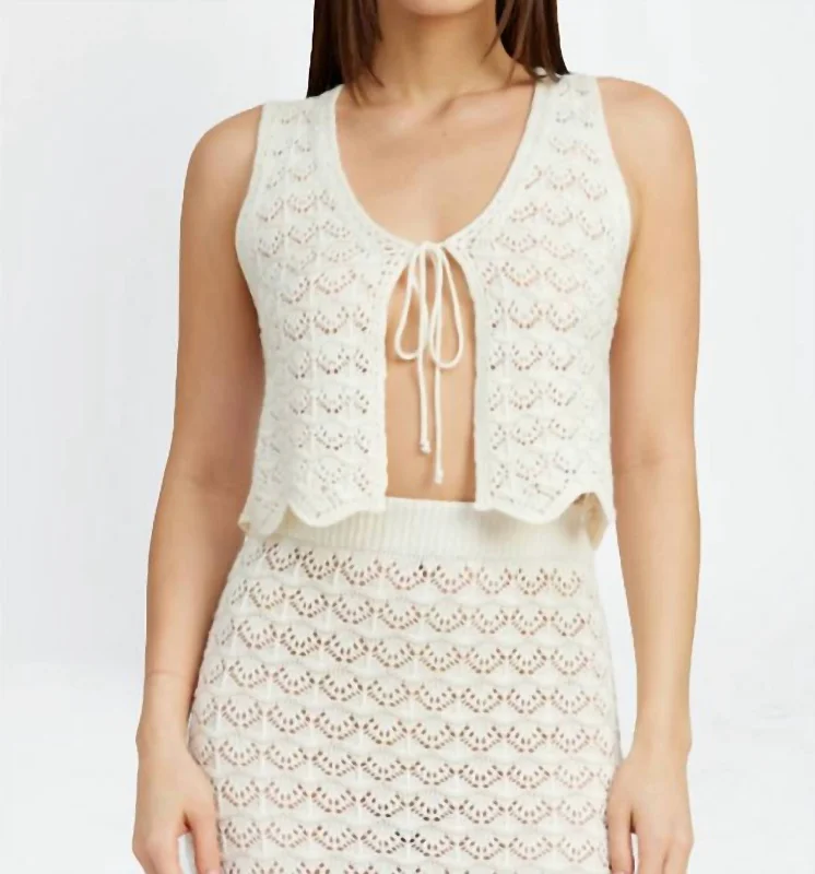 Brinett Crochet Butterfly Top In Beige