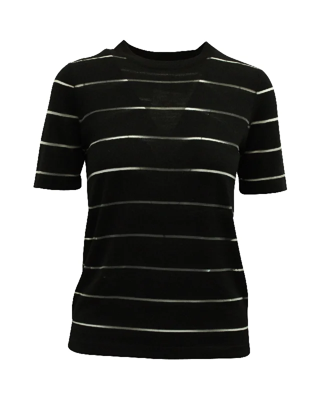 Burberry See Through Knit Top in Black Wool