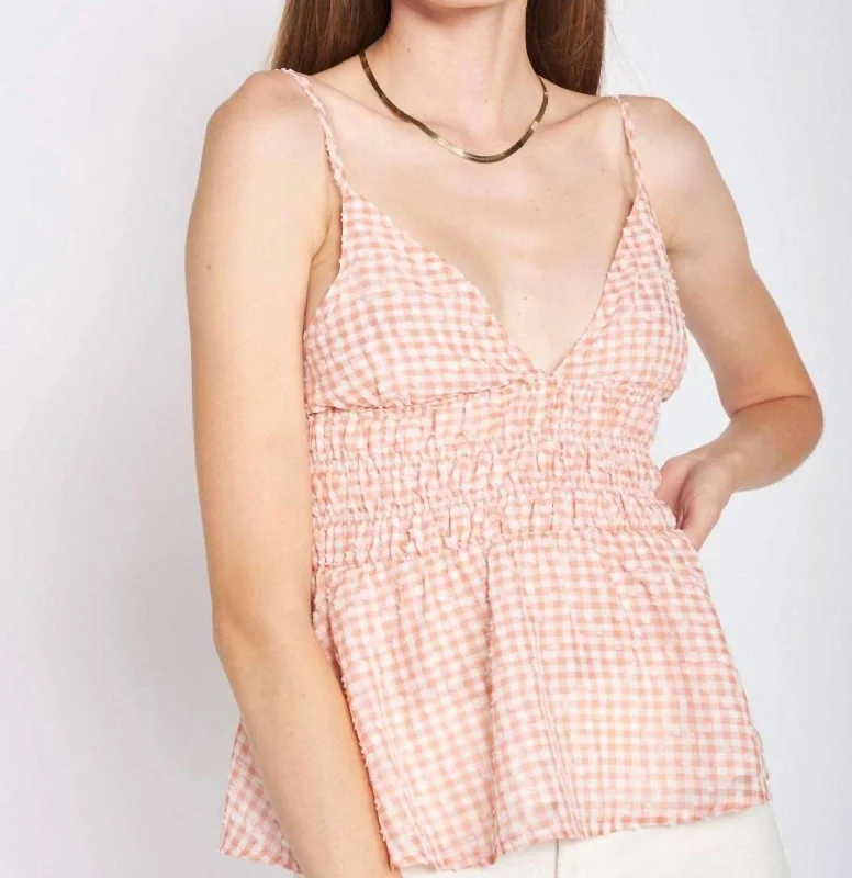 Caldera Gingham Top In Coral