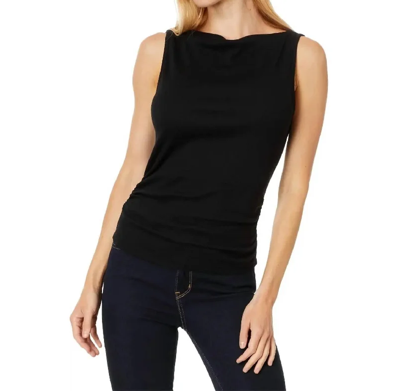 Coco Ruched Boatneck Top In Black