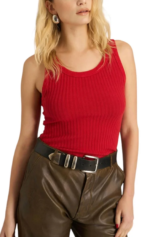 Cooper Sweater Rib Tank Top In Red