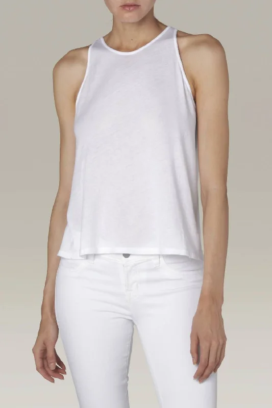 Cropped Sheath Tank In White