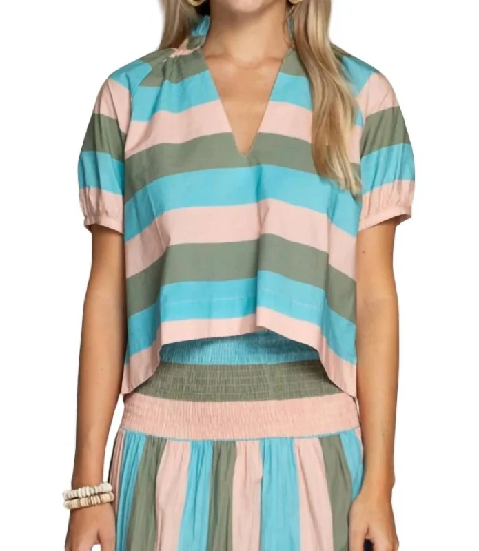 Elizabeth Top Blouse In Julep Stripe