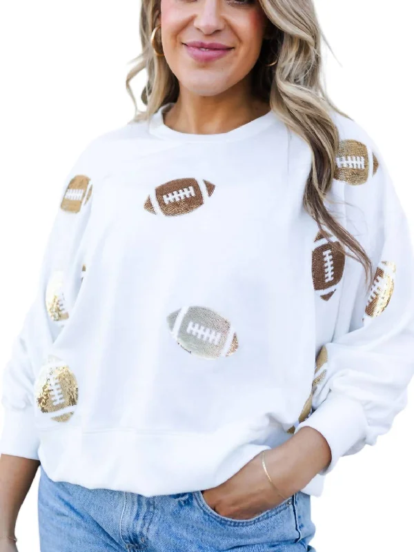 Football Fanatic Embellished Sweatshirt In White