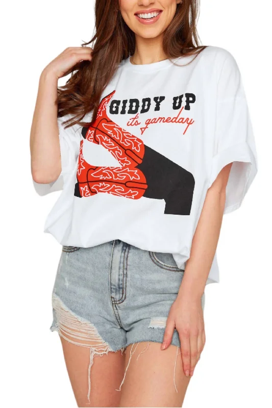 Giddy Up Tee In White