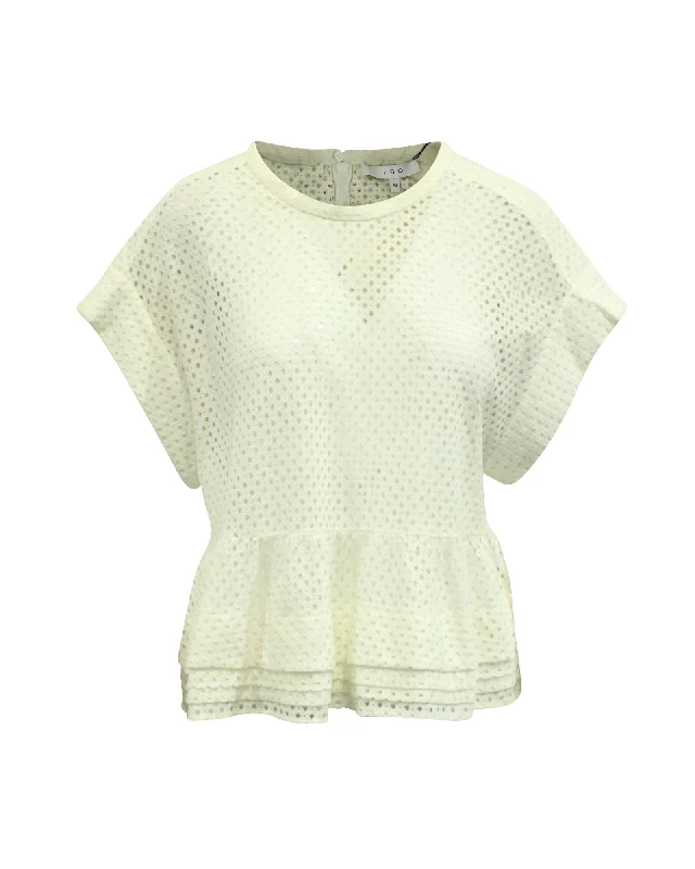 IRO Glen Layered Peplum Blouse in Cream Nylon