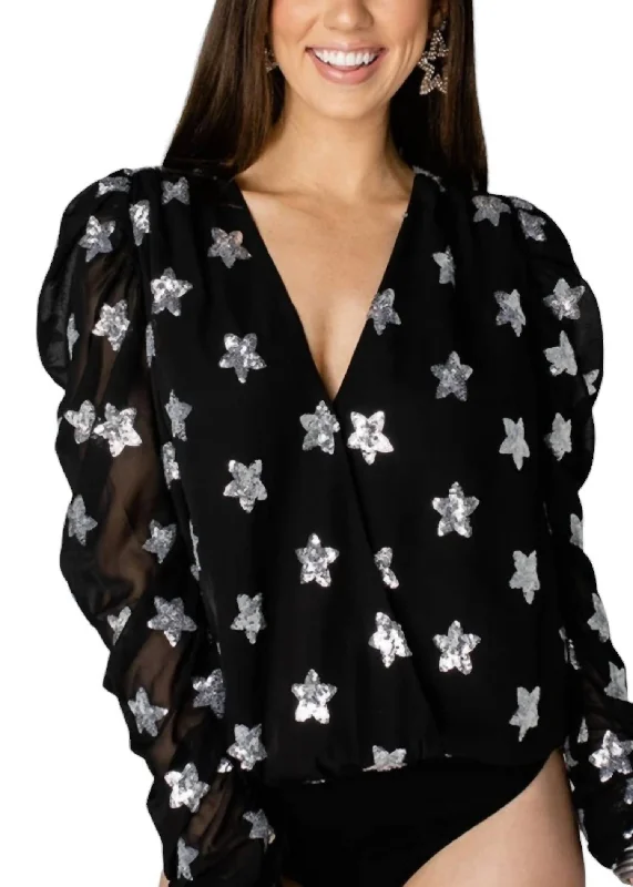 Joan Star Bodysuit In Black