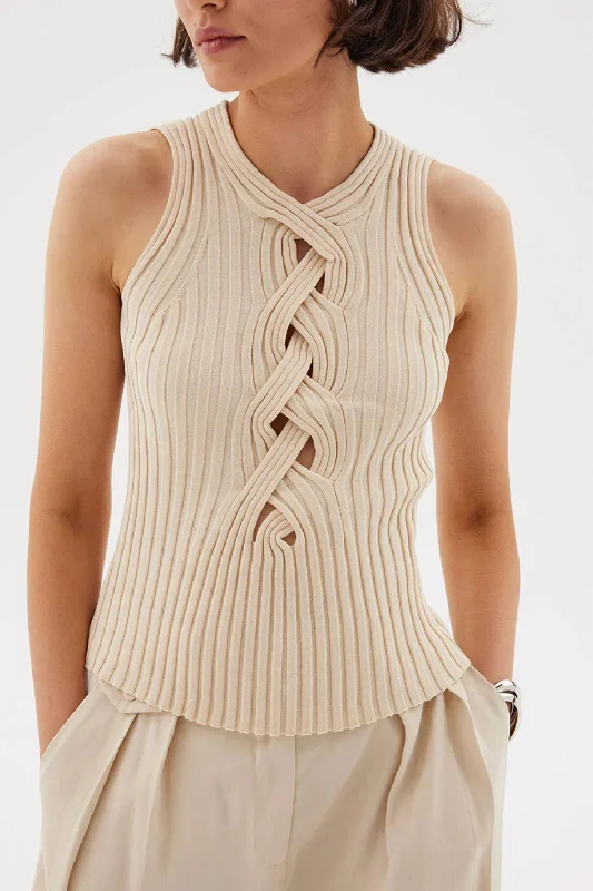 Laced Tank Top In Natural