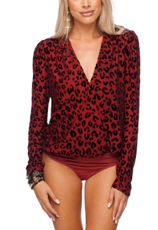 Melissa Bodysuit In Rust Leopard