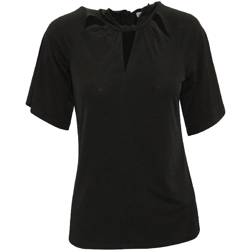 Michael Kors Cut Out Detail T-Shirt in Black Polyester