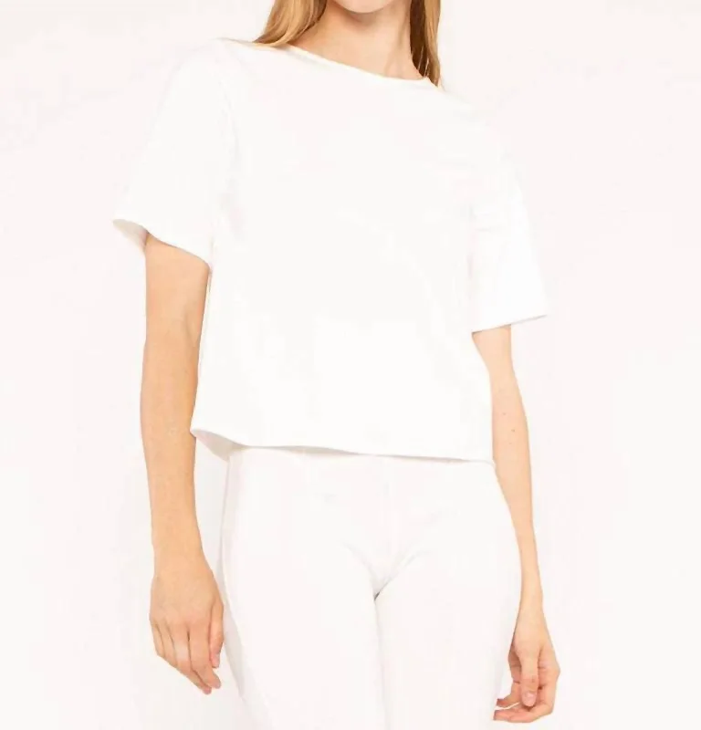 Ponte Knit Short Sleeve Extended Tee In Off White