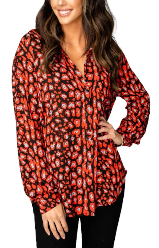 Portia Tunic Top In Cherry Bomb