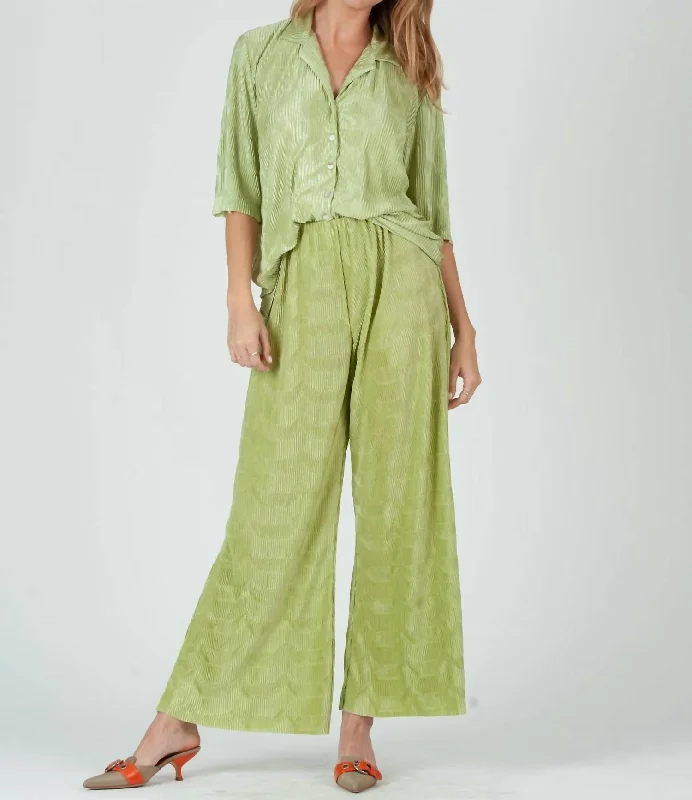 Raleigh Button Down Set Top And Pant In Keylime