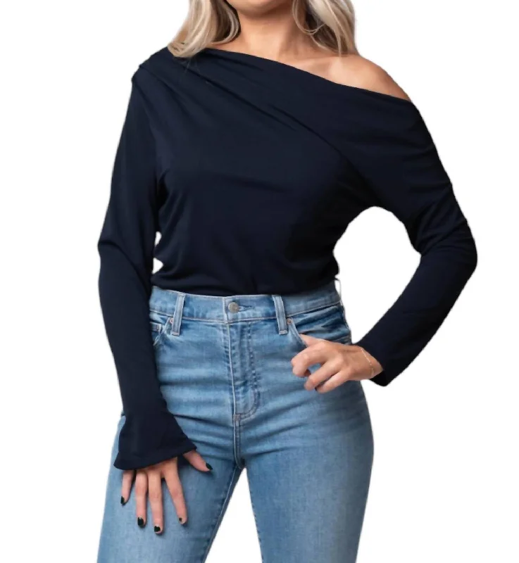 Riley Long Sleeve Top In Dark Navy