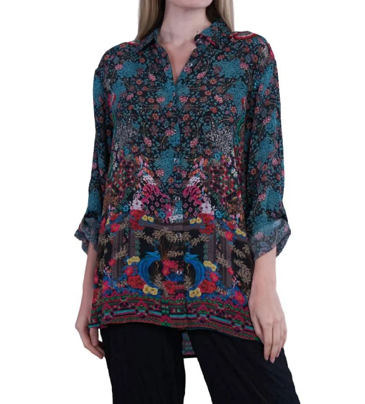 Sandee Print Classic Blouse In Black