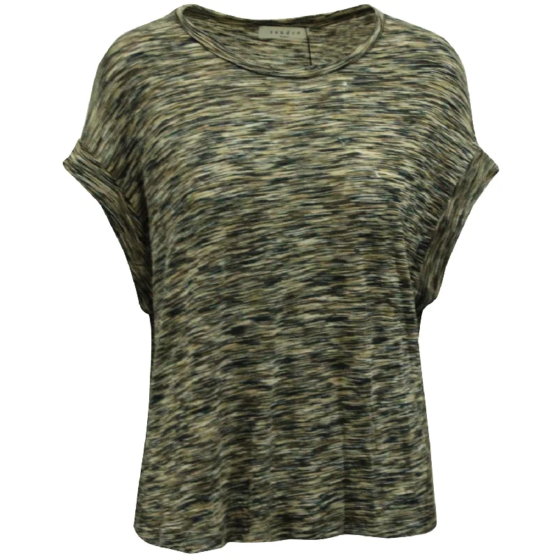 Sandro Paris Camouflage T-Shirt in Multicolor Viscose