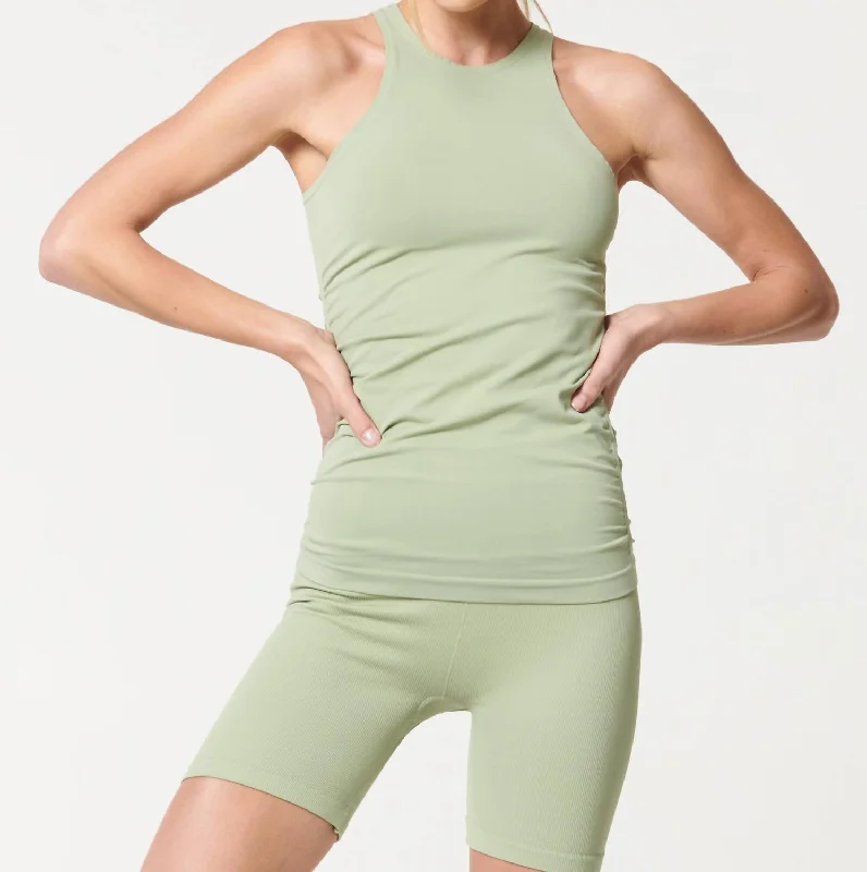 Seamless Ruched Tank Top In Mint