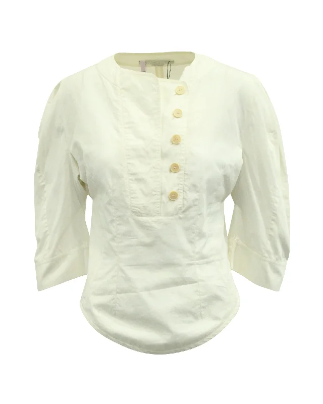 Stella McCartney Blouse with Crescent Sleeve in White Cotton