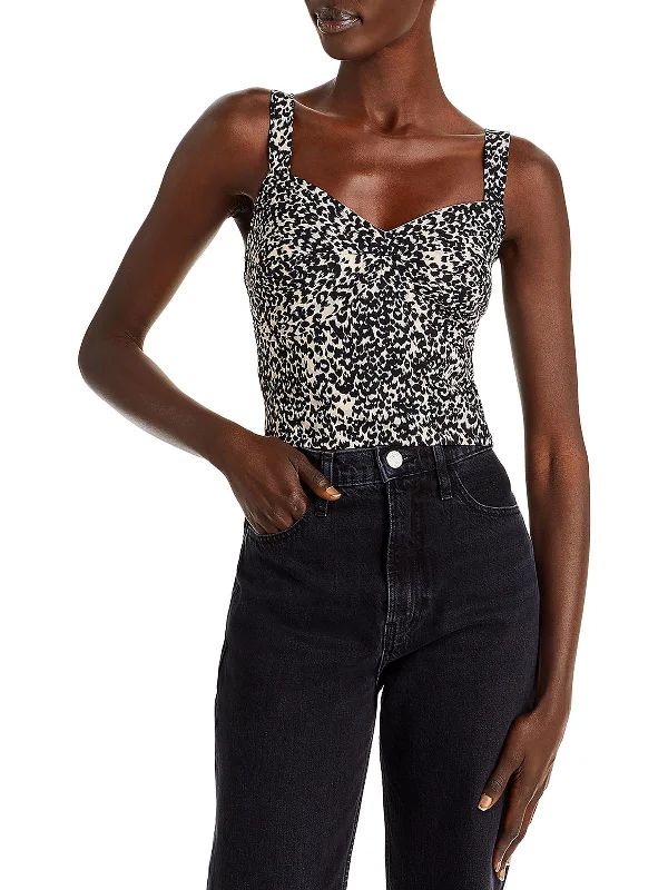 Womens Animal Print Sleeveless Cropped