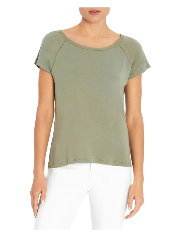 Womens Boat Neck Cap Sleeve T-Shirt