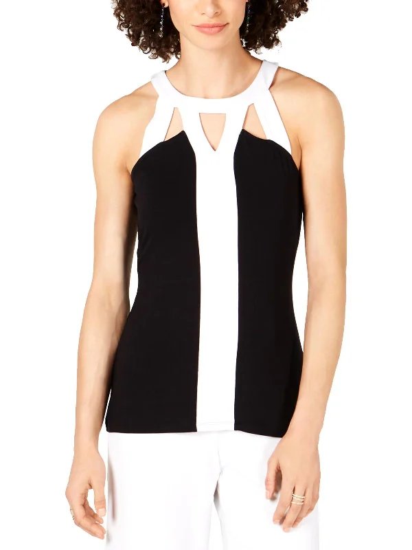 Womens Colorblock Keyhole Tank Top