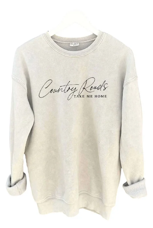 Women's Country Roads Graphic Sweatshirt In Soft Mineral Wash