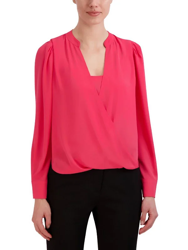 Womens Faux Wap Office Blouse