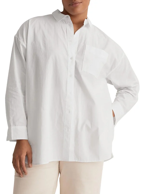 Womens Oversized Poplin Button-Down Top