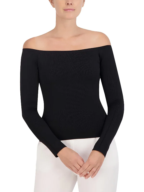 Womens Ribbed Stretch Off The Shoulder